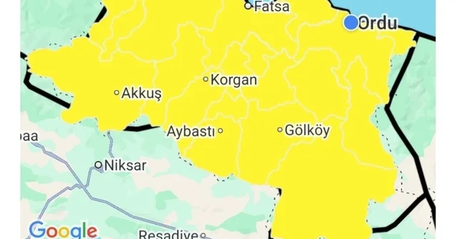 Ordu için sarı kodlu fırtına uyarısı Ordu Haberleri