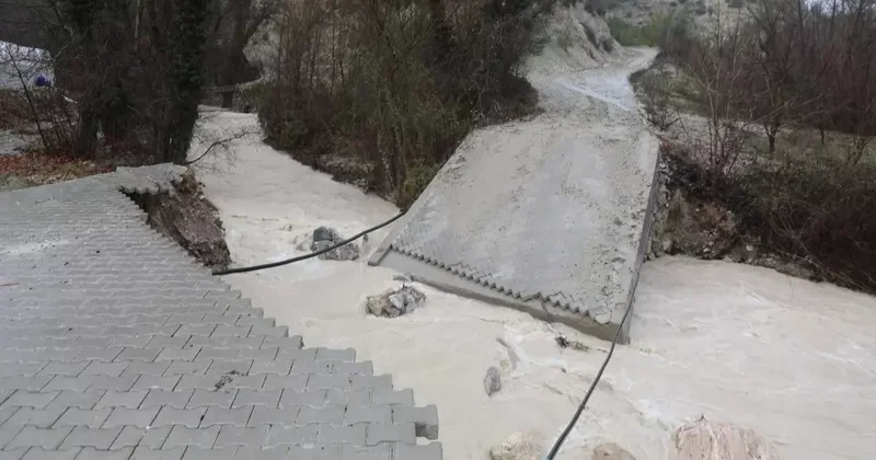 Denizli de sağanak sonucu dereler taştı