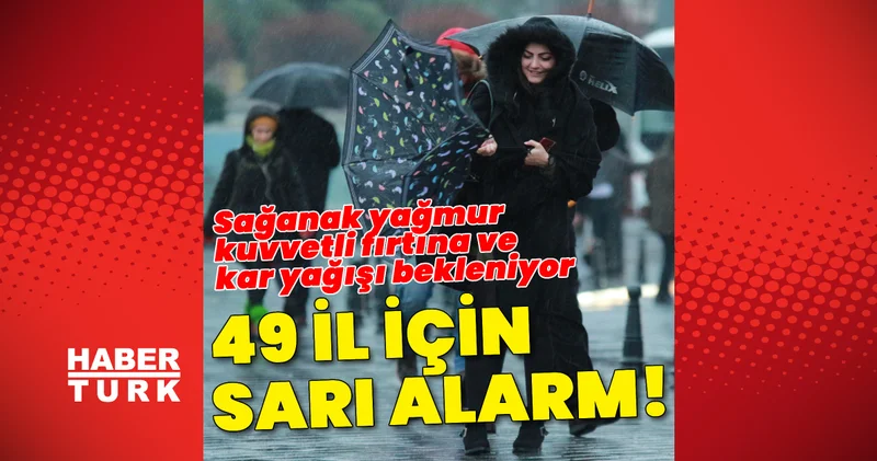 DİKKAT! Son dakika hava durumu: Meteoroloji den 49 il için sarı kodlu uyarı! Sağanak yağmur, fırtına ve kar yağışı etkili olacak Son dakika haberleri