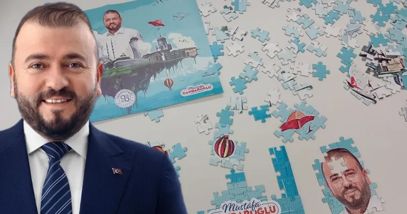 AKP li başkan kendi yapbozunu hazırlatıp hediye diye dağıttı