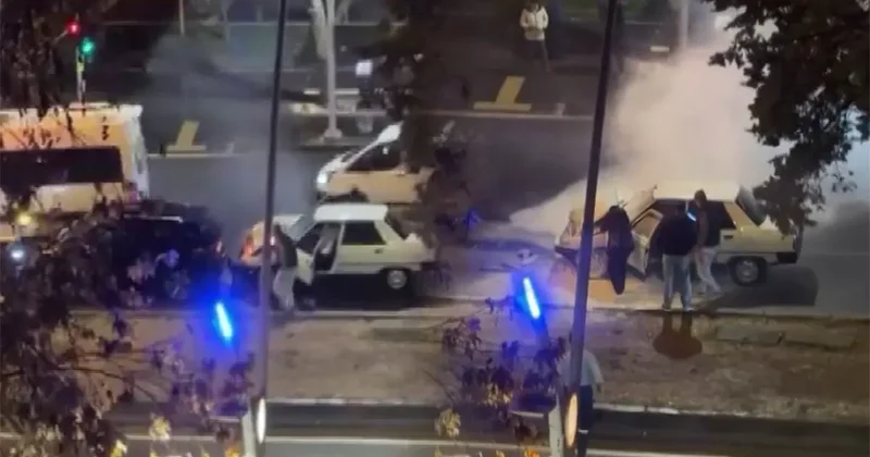 Diyarbakır da kazaya karışan araç alev aldı