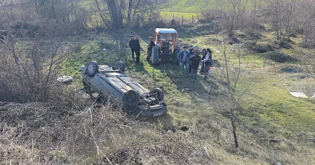 Radar paniği kazaya neden oldu: Otomobil şarampole devrildi Karabük Haberleri