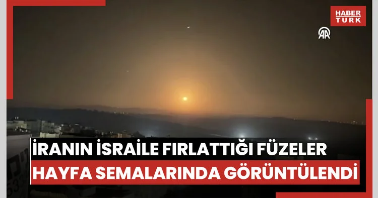 İranın İsraile misilleme olarak fırlattığı füzeler Hayfa semalarında görüntülendiİran’ın ABD ve İsrail saldırılarına misilleme olarak fırlattığı füzel