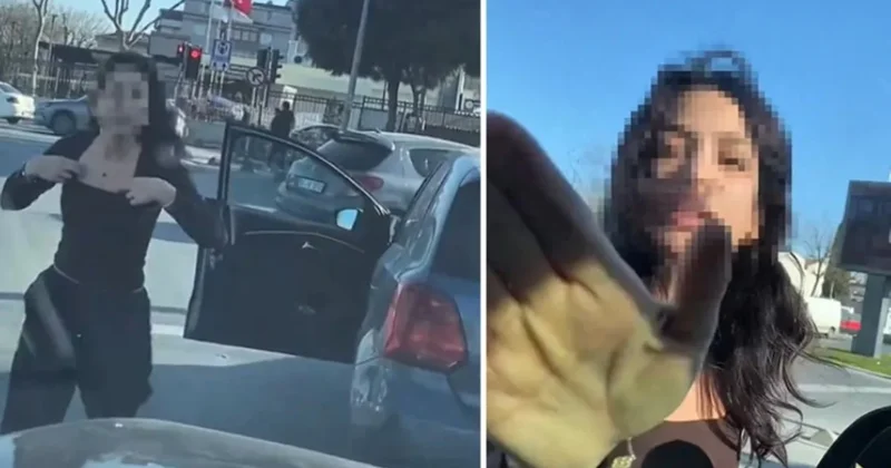 Bu kez araçtan genç bir kadın indi! Erkek sürücüye saldırdı Sözcü Gazetesi