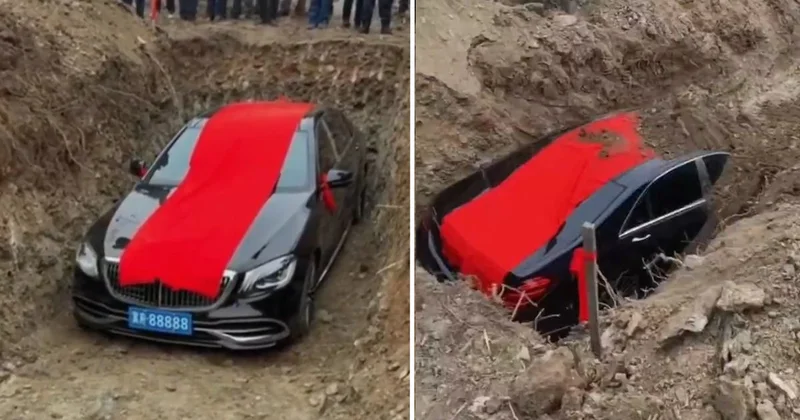 Çin’de 20 milyon TL lik lük otomobili gömdüler