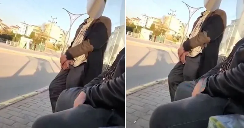 Otobüs durağındaki sapık kamerada
