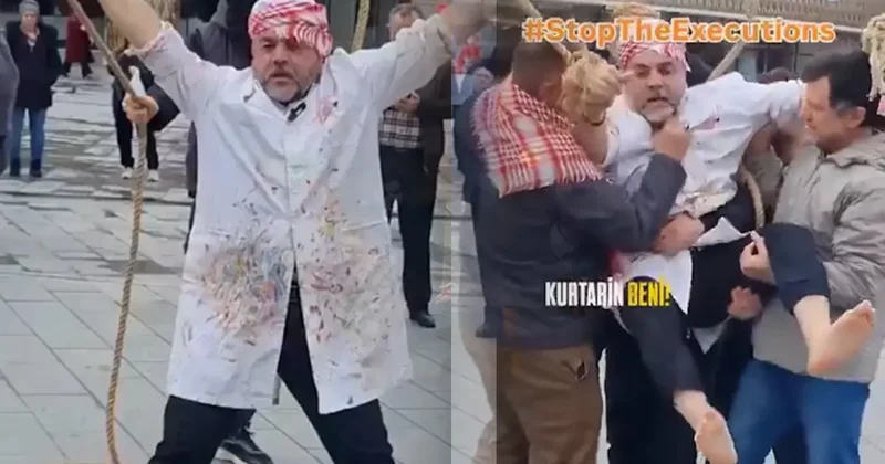 Rize de faciaya ramak kala! İsrail i protesto ediyordu: Boynundaki ip sıkışınca...