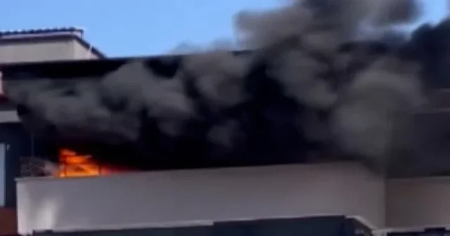 Gaziantep te 8 katlı binada korkutan yangın VİDEO İZLE