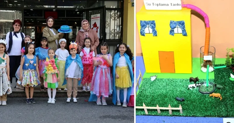 Çocuklardan atık malzemelerle renkli tasarımlar Aktüel Haberleri
