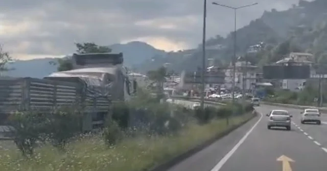 Karadeniz Sahil Yolunda ters yönde giden kamyon korkuttu Trabzon Haberleri