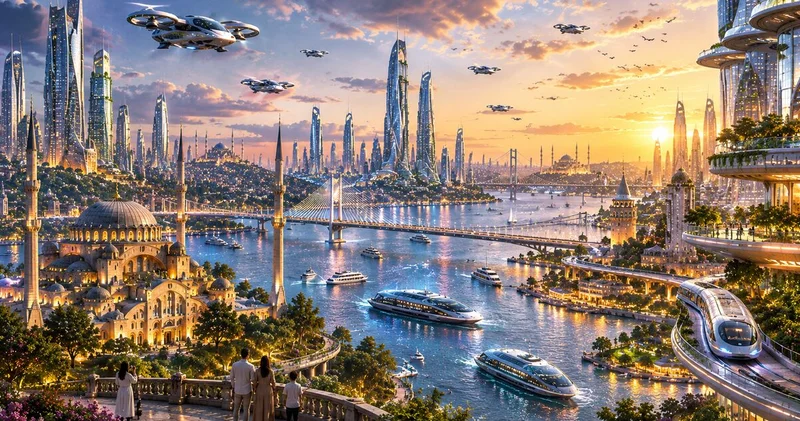 Yapay zeka 2500 yılındaki İstanbul’u hayal etti: Boğaz’ın geleceği böyle görünüyor