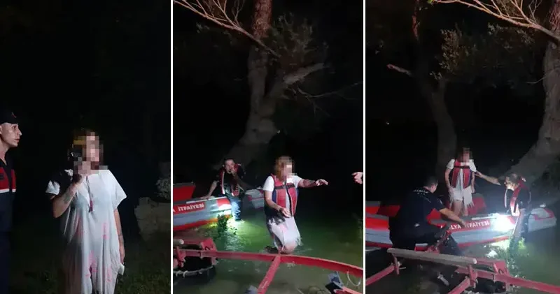 Irmaktaki adacıkta mahsur kaldı, kendisini kurtaran ekiplerden özür diledi