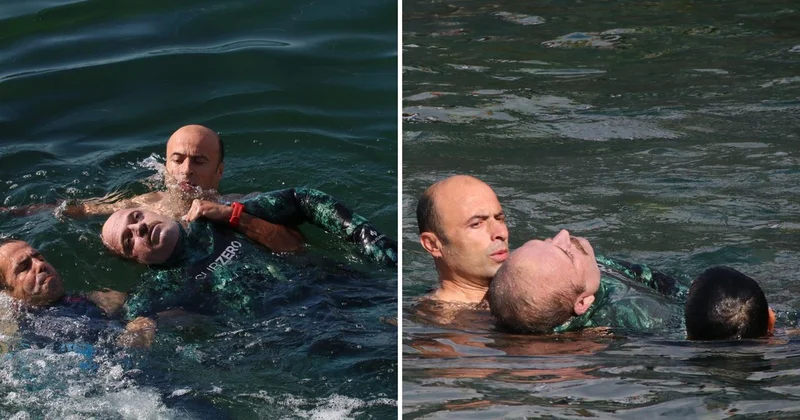 Kız Kulesi sahilinde can pazarı! Dalgıç son anda kurtarıldı