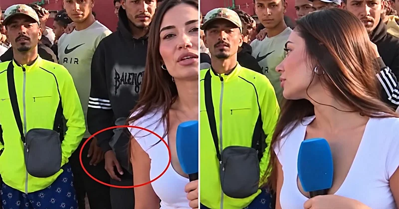 İspanyol muhabir canlı yayında taciz edildi! Bozuntuya vermeden devam etti