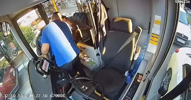 Aydın’da otobüs şoförü Heimlich manevrası ile hayat kurtardı; o anlar kamerada