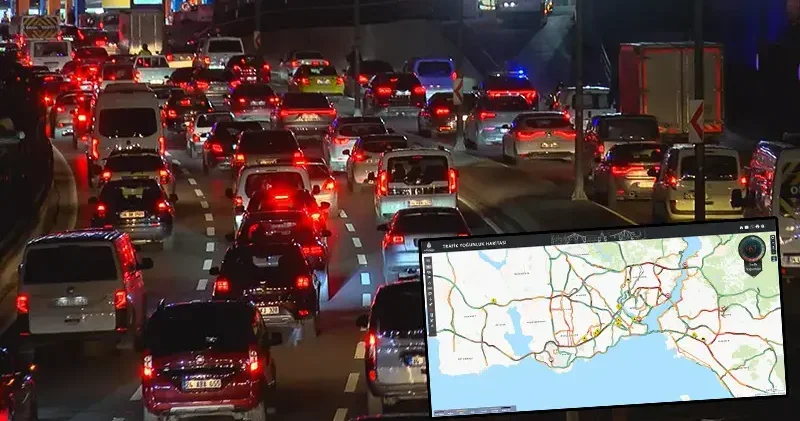 İstanbul da akşam saatlerinde trafik yoğunluğu
