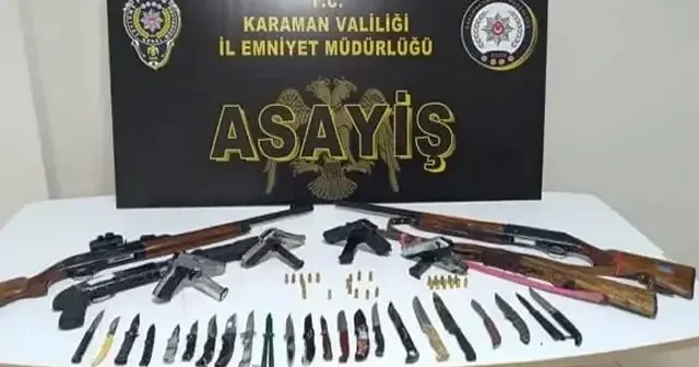 Karaman da ruhsatsız 9 silah ele geçirildi Karaman Haberleri