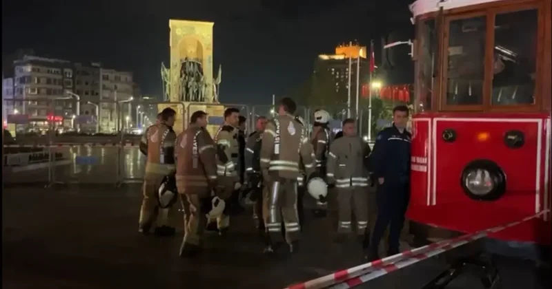 Taksim tramvayında korkutan yangın