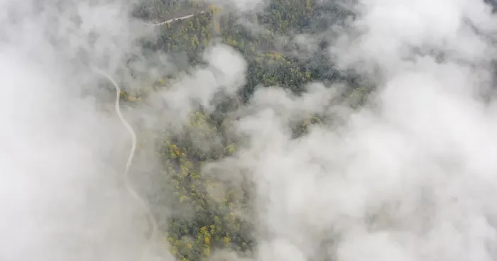 Göz gözü görmedi! Sisle kaplanan Yedigöller yolu dronla görüntülendi