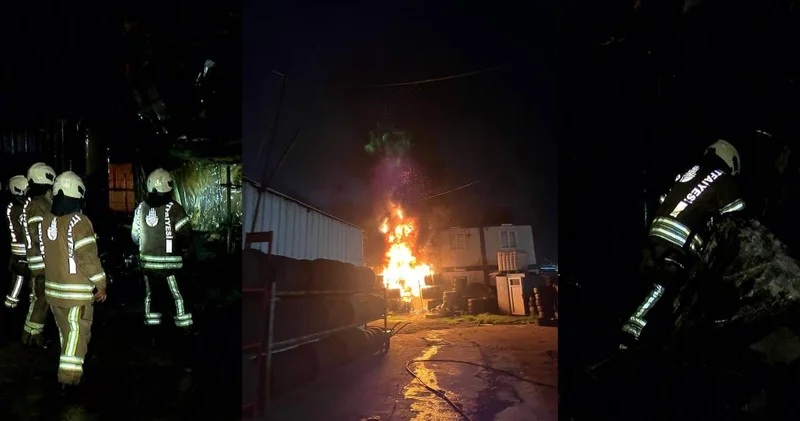 İşçilerin ısınmak için yaktığı soba yangına neden oldu