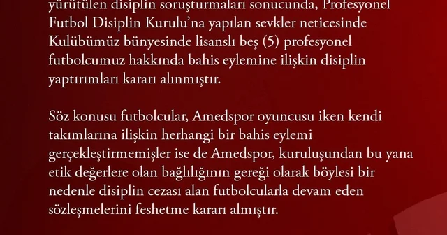 Amed Sportif Faaliyetler de bahis soruşturmasına karışan 5 futbolcuyla yollar ayrıldı Diyarbakır Haberleri
