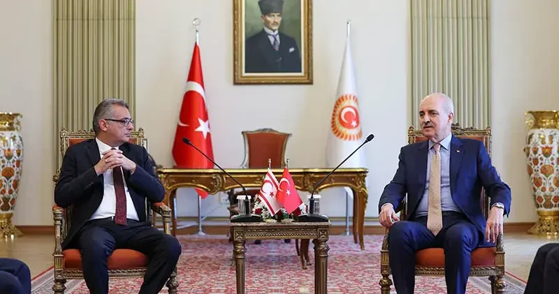 TBMM Başkanı Kurtulmuş, KKTC Cumhurbaşkanı Erhürman ile bir araya geldi