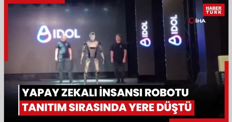 Rusya da yapay zekalı insansı robotu tanıtım sırasında yere düştü