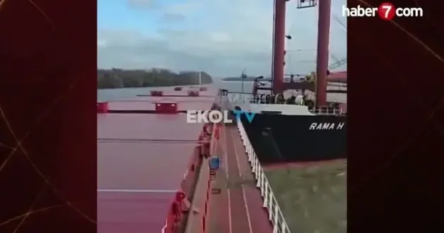 Türk gemisinin duran gemiye çarptığı o anlar kamerada!