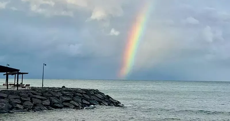 Ordu’da denizin üzerinde gökkuşağı oluştu