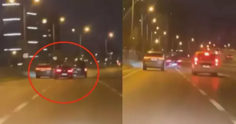 Başakşehir de trafikte makas atarak ilerleyen sürücü kamerada