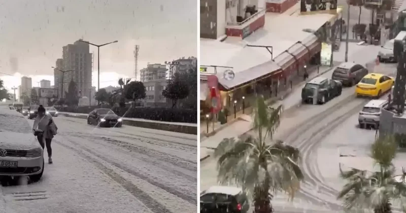 Mersin de Aniden Dolu Yağdı