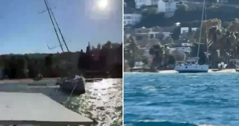 Şiddetli rüzgar yelkenli tekneyi sürükledi Hayat Haberleri