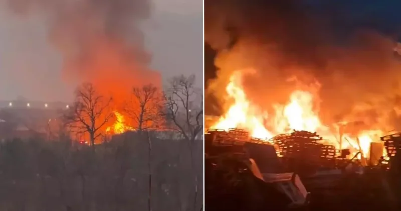 Bursa da ahşap palet fabrikasında yangın paniği