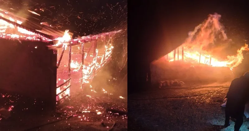 Kömür sobası yangına neden oldu: Tek katlı ev küle döndü