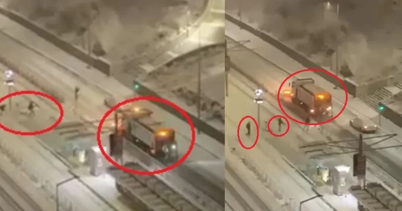 Çocukların oyunu faciaya neden oluyordu: Kar topu isabet eden küreme aracı kontrolden çıktı