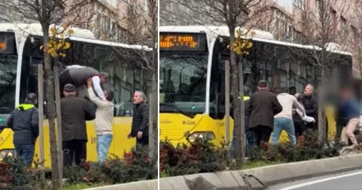 Üsküdar da İETT şoförü, otobüsün camından çıkarak kavga etti! Görevden el çektirildi