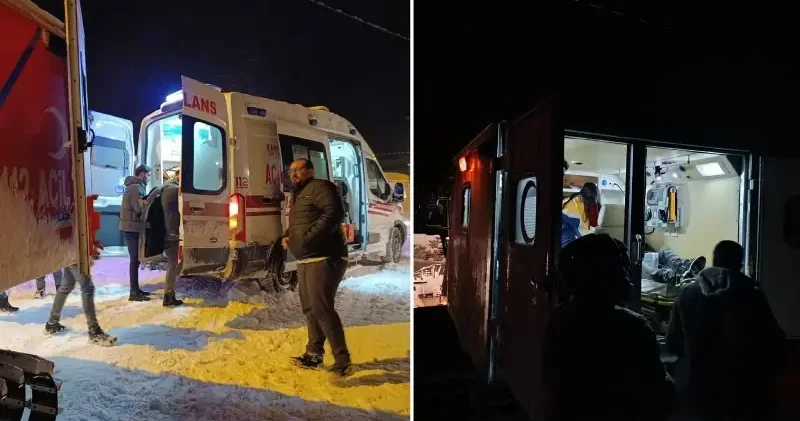 Ağrı’da yolu kardan kapanan köyde hastalanan kişi hastaneye ulaştırıldı Ağrı Haberleri