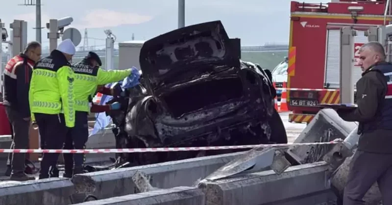 Kuzey Marmara da korkunç kaza! Bariyerlere çarptı alev aldı, sürücü hayatını kaybetti