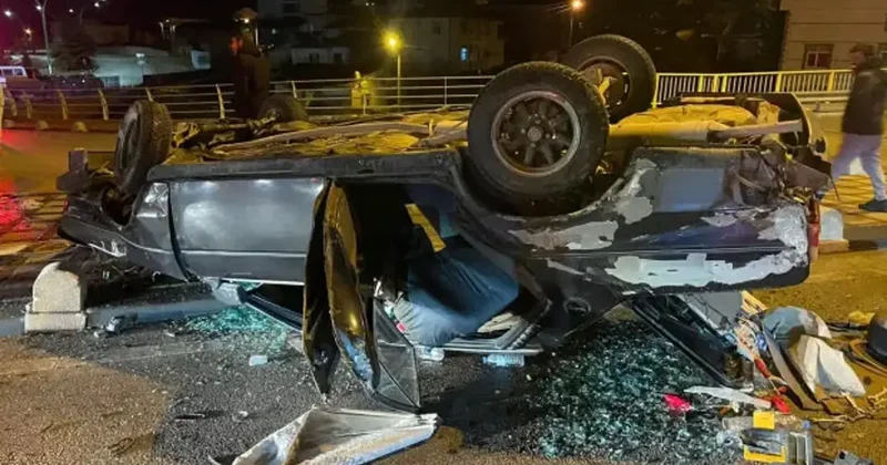 Hurdaya dönen araçtan burnu kanamadan çıktı