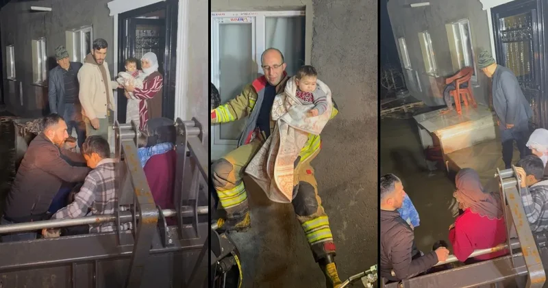 Manisa da 11 kişilik aile selde mahsur kaldı!