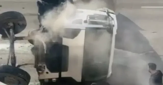 Çayırova da beton mikseri yan yattı: Beton mikserinden balyozla camı kırıp çıktı VİDEO İZLE