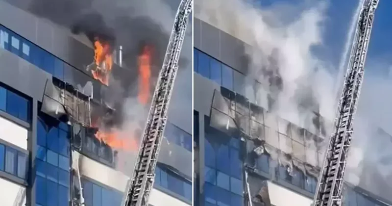 Kocaeli de 7 katlı iş merkezinde yangın