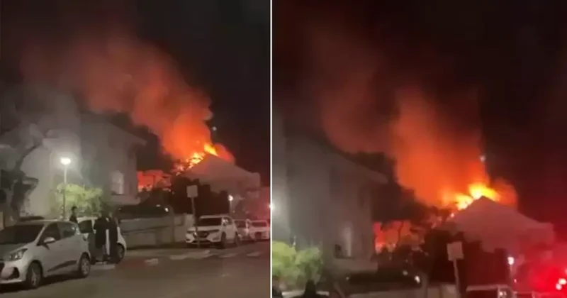 İsrailli yetkililerin evleri vuruldu, alevler geceyi aydınlattı