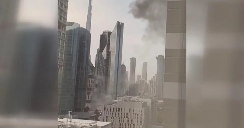 Dubai de bir binanın cephesine şarapnel parçaları isabet etti