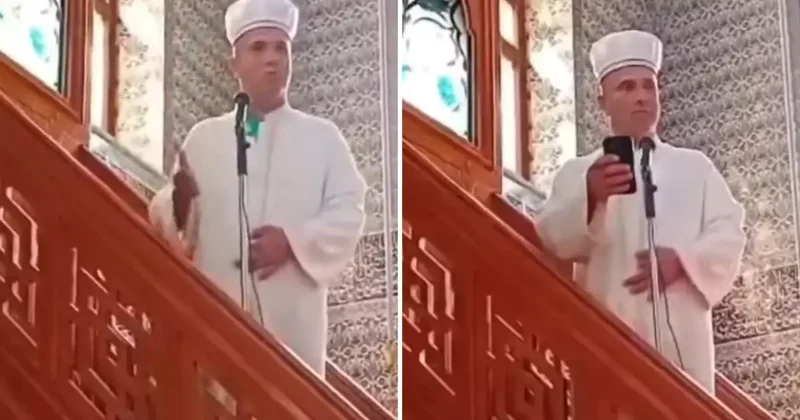 Trabzon da imamdan hutbe sırasında telefonla oynayan cemaate tepki