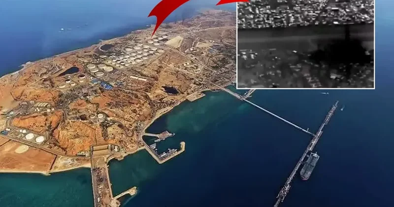 İşte Hark Adası nın vurulduğu anlar! Üst üste tam 15 patlama