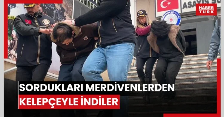 SORDUKLARI MERDİVENLERDEN KELEPÇEYLE İNDİLER