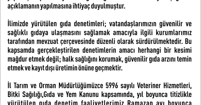 Elazığ Valiliği nden denetim açıklaması Elazığ Haberleri