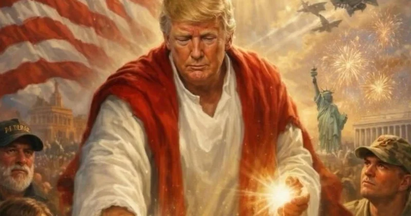 Trump ın olaylı İsa görseline savunması şaşkınlık yarattı! Doktor sandım