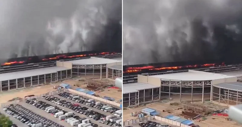 Ülke ayakta! Otomotiv devine ait fabrikada büyük yangın